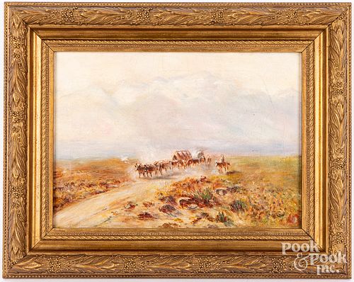 OIL ON CANVAS WESTERN LANDSCAPE,