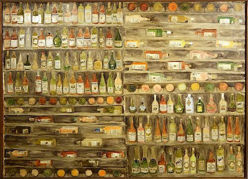 OIL ON CANVAS WINE AND LIQUOR
