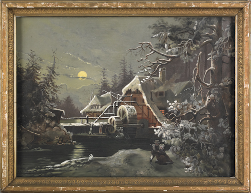Oil on canvas winter landscape with