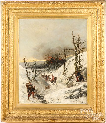 OIL ON CANVAS WINTER LANDSCAPE,
