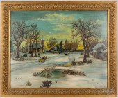 OIL ON CANVAS WINTER LANDSCAPE