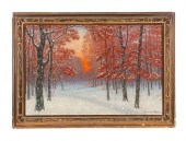 OIL ON CANVAS WINTER LANDSCAPE