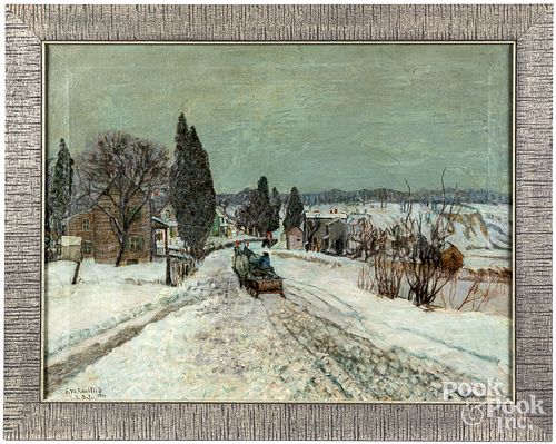 OIL ON CANVAS WINTER LANDSCAPEOil