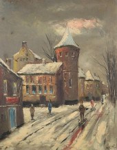 OIL ON CANVAS WINTER STREET SC