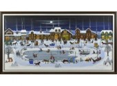 Oil on canvas, winter village