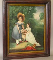 OIL ON CANVASca. 1840; two gir