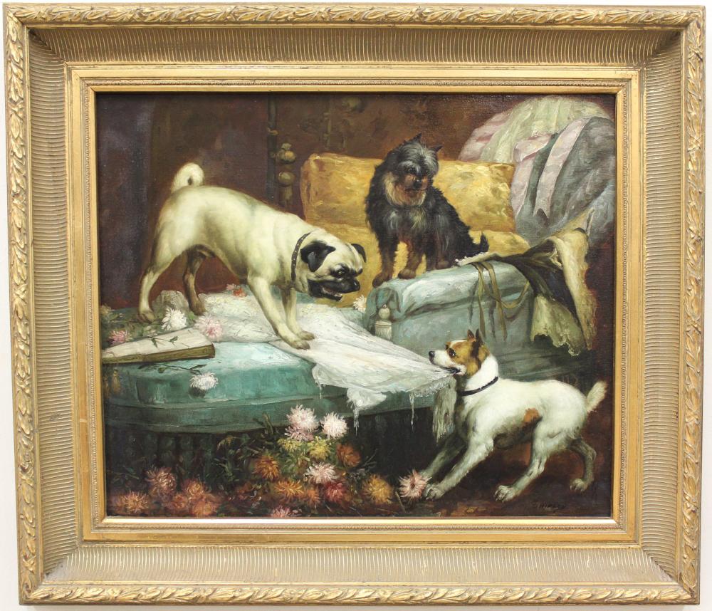 OIL ON CANVASOIL ON CANVAS, dogs