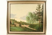 OIL ON MASO - Landscape with D