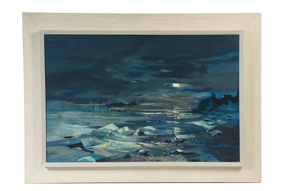 OIL ON MASO - Moonlit Beach in