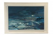 OIL ON MASO - Moonlit Beach in