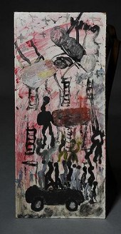 OIL ON MASONITE, ABSTRACT BY P
