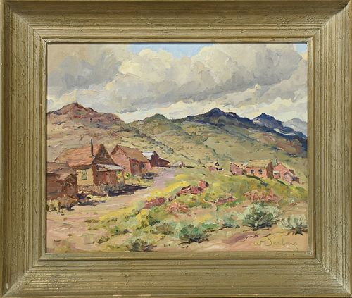 OIL ON MASONITE "GHOST TOWN" BY WM.