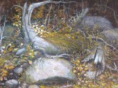 OIL ON PANEL, AUTUMN SCENE WIT