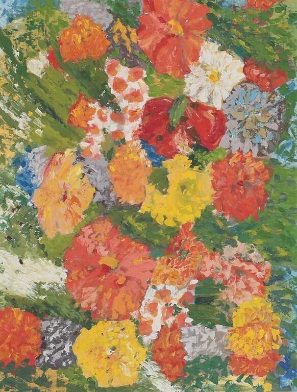 OIL ON PANEL FLOWERSModern oil on