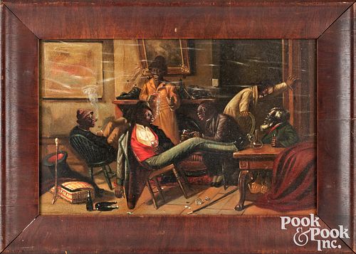 OIL ON PANEL INTERIOR WITH
