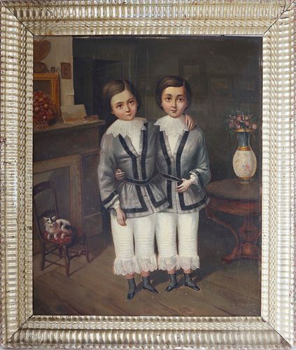 OIL ON PANEL "NAIVE PORTRAIT OF