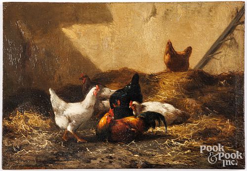 OIL ON PANEL OF CHICKENSSmall