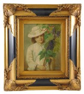 OIL ON PANEL, YOUNG WOMAN IN W