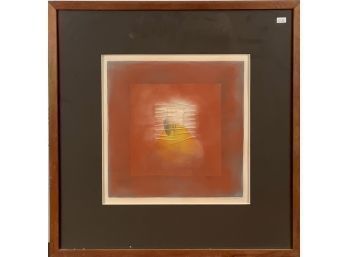 Oil on paper with woven feathers,