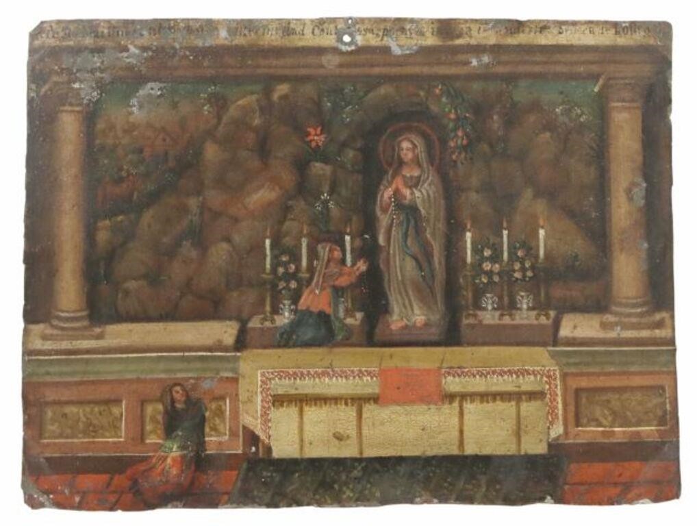 OIL ON TIN EX-VOTO RETABLO,