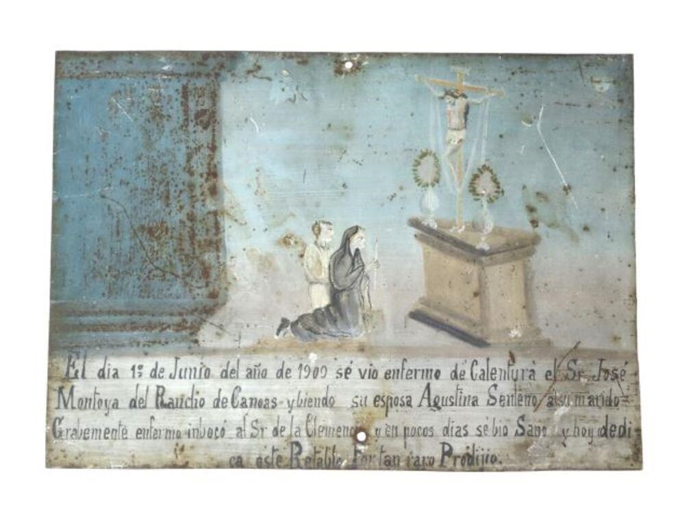 OIL ON TIN EX-VOTO RETABLO,