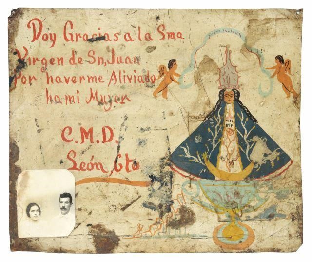 OIL ON TIN EX-VOTO, VIRGEN DE SAN