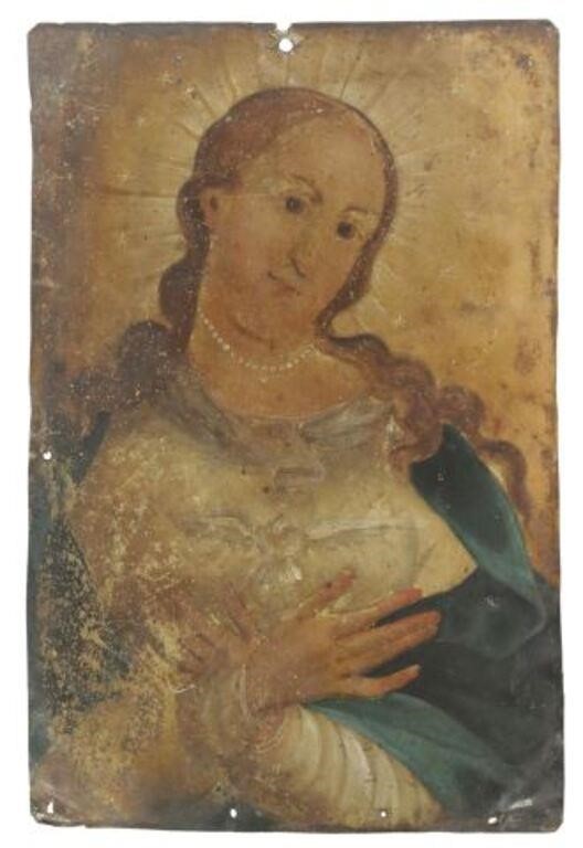 OIL ON TIN RETABLO, ALMA DE MARIA