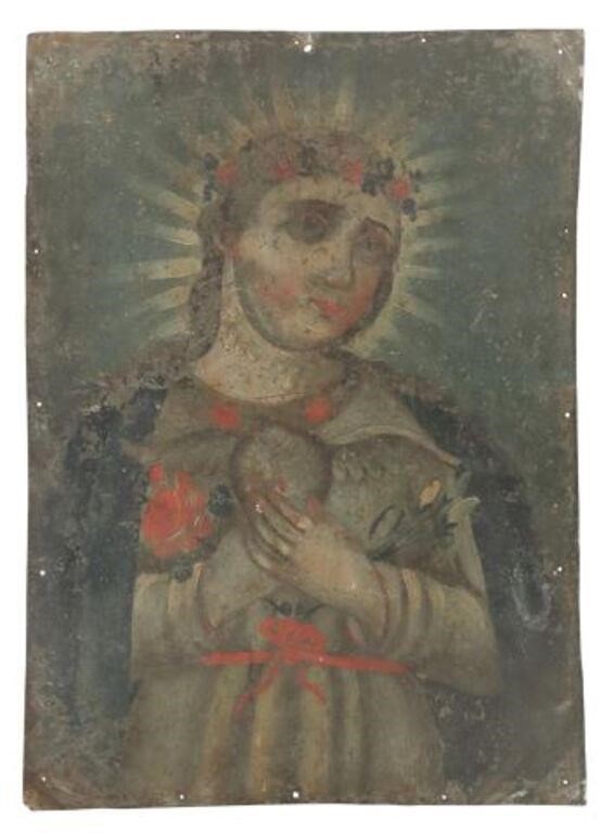 OIL ON TIN RETABLO, ALMA DE MARIA