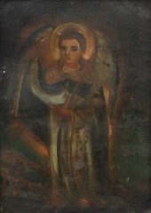 OIL ON TIN RETABLO, ARCHANGEL