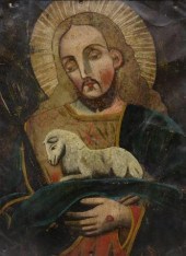 OIL ON TIN RETABLO, CHRIST GOO