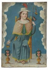 OIL ON TIN RETABLO, HOLY INFAN