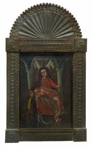 OIL ON TIN RETABLO, LA PIEDAD