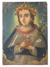 OIL ON TIN RETABLO, MEXICAN, 1