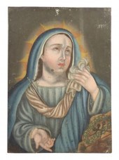 OIL ON TIN RETABLO, OUR LADY O