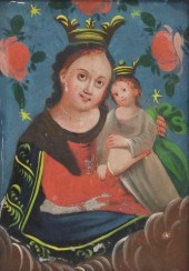 OIL ON TIN RETABLO, OUR LADY O