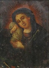 OIL ON TIN RETABLO, OUR LADY O