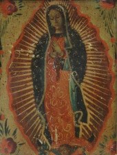 OIL ON TIN RETABLO, OUR LADY O