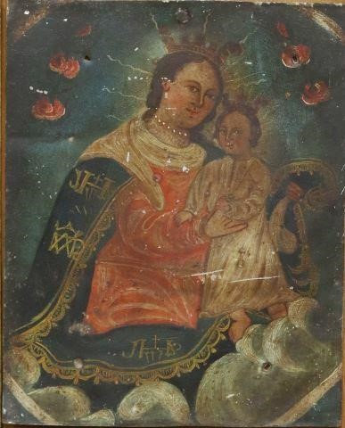 OIL ON TIN RETABLO, OUR LADY OF