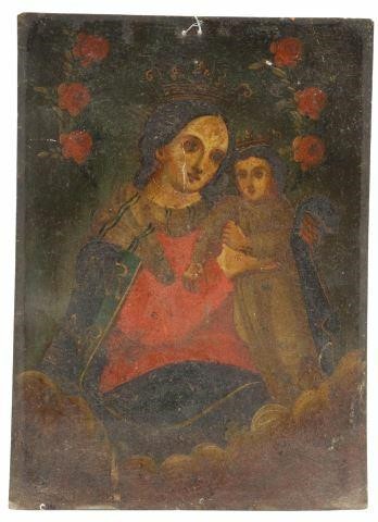 OIL ON TIN RETABLO, OUR LADY OF