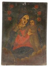 OIL ON TIN RETABLO, OUR LADY O