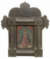 OIL ON TIN RETABLO, OUR LADY O