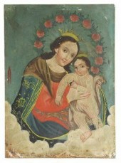 OIL ON TIN RETABLO, OUR LADY O