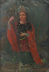 OIL ON TIN RETABLO, SAINT HOLD