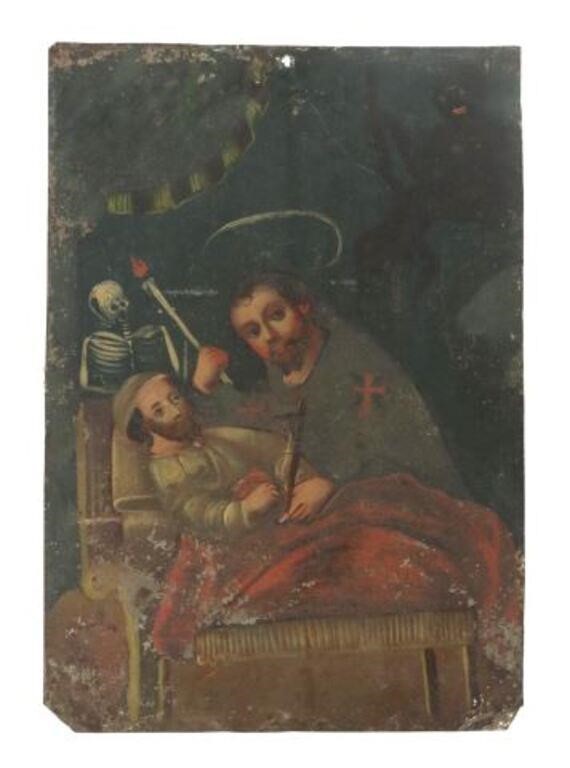 OIL ON TIN RETABLO, SAINT