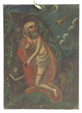 OIL ON TIN RETABLO, SAINT JERO