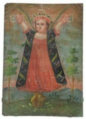OIL ON TIN RETABLO, SAINT WILG