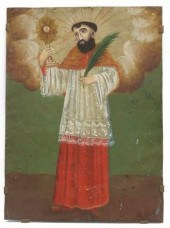OIL ON TIN RETABLO, SAINT RAYM