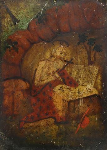 OIL ON TIN RETABLO, SAINT JEROME,