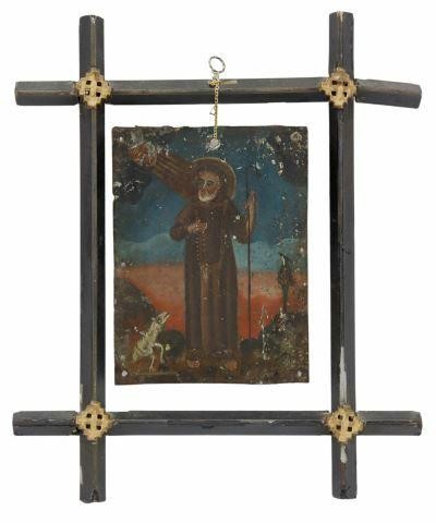OIL ON TIN RETABLO, SAINT FRANCIS