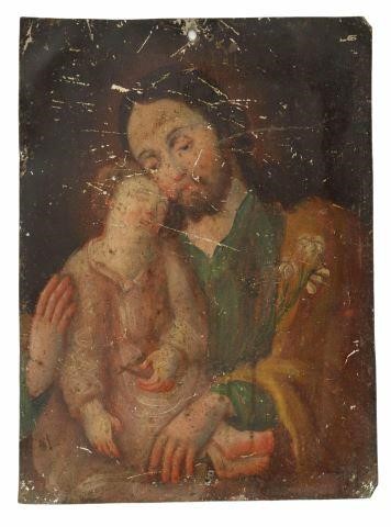 OIL ON TIN RETABLO, SAINT JOSEPH